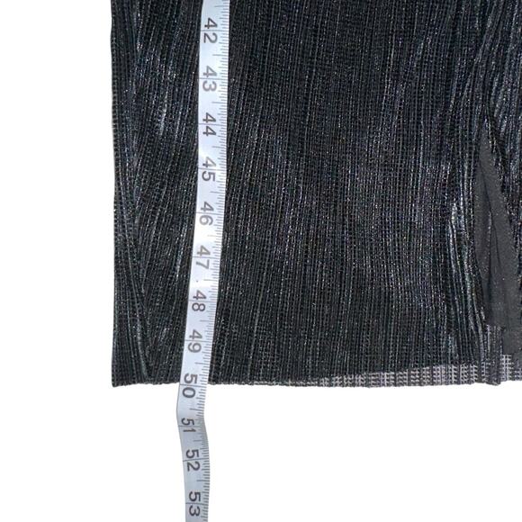 Saylor Alora One Shoulder Plisse Metallic Black Midi Dress SMALL - Picture 9 of 10